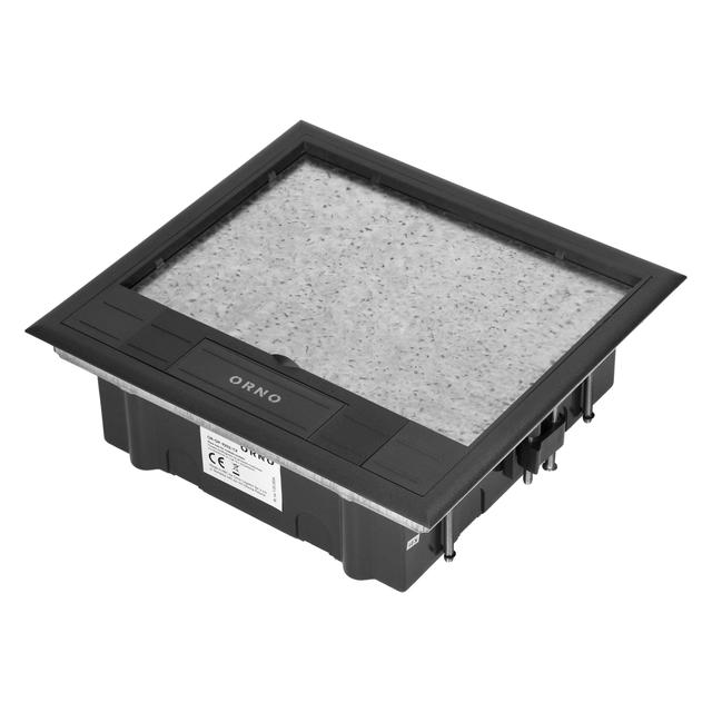Puszka podłogowa na gniazda modułowe 6 x 45x45mm lub 12 x 22,5x45mm, pokrywa: materiał własny, czarn OR-GP-9202/CF ORNO
