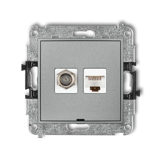 ICON Mechanizm gniazda antenowego poj. typu F (SAT) + gniazda komp. poj. 1xRJ45, kat. 5e, 8-stykowy,