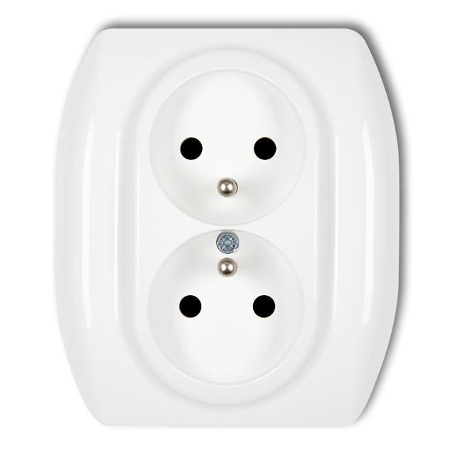 TREND Gniazdo podwójne z uziemieniem 2x(2P+Z) (przesłony torów prądowych) biały