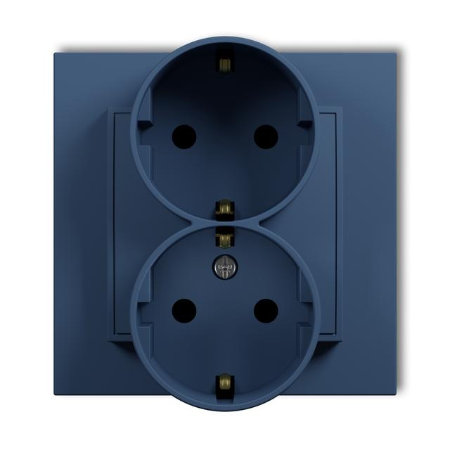 MINI Gniazdo podwójne z uziemieniem SCHUKO 2x(2P+Z) (przesłony torów prądowych) navy blue 64MGP-2sp KARLIK
