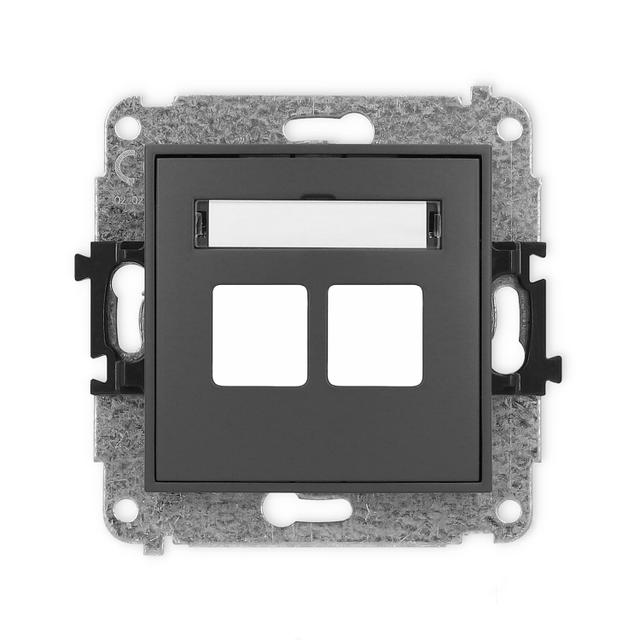 ICON Mechanizm gniazda multimedialnego podwójnego bez modułu (standard Keystone) grafitowy mat