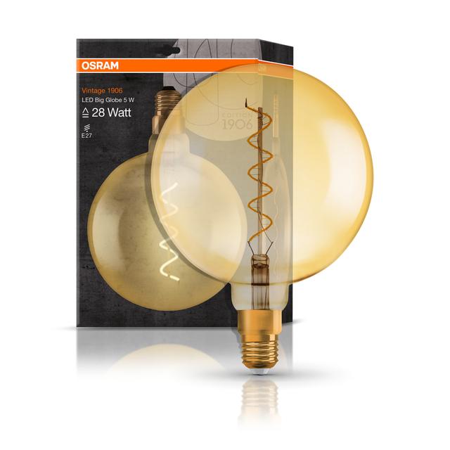 Żarówka LED Vintage 1906 LED CL GLOBE200 FIL GOLD 28 non-dim 5W/820 E27 4058075092013 LEDVANCE