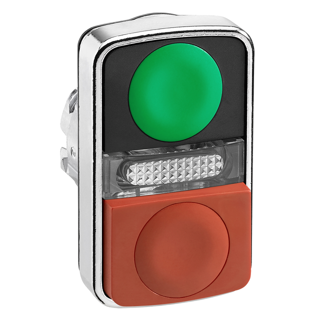 Harmony XB4 Przycisk dwuklawiszowego płaski/wystający zielony/czerwony LED metalowy ZB4BW7L3740 Schneider