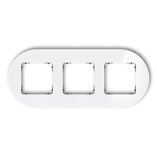 ICON Ramka uniwersalna potrójna okrągła - efekt szkła (ramka: biała; spód: czarny) biały