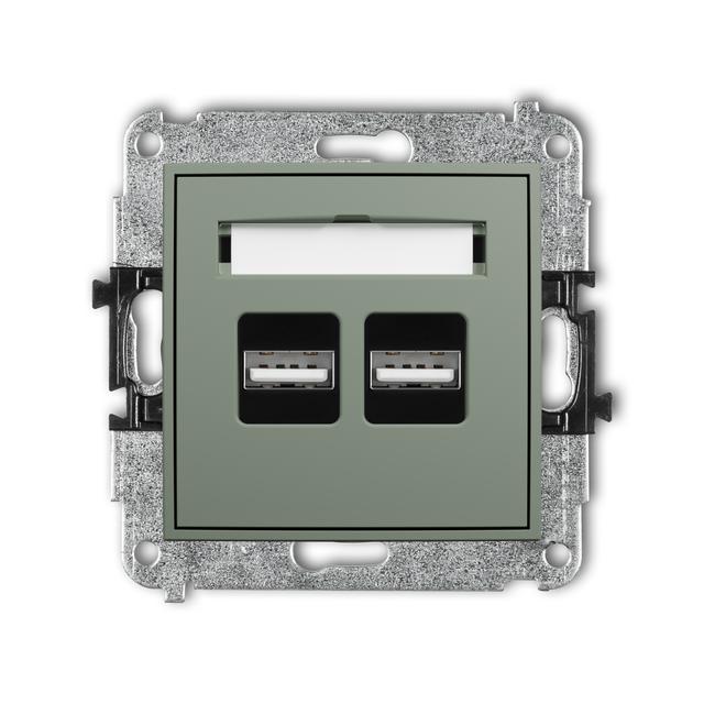 MINI Ładowarka USB podwójna 2xUSB A, 15,5W max., 5V, 3.1A szałwiowy 61MCUSB-6 KARLIK