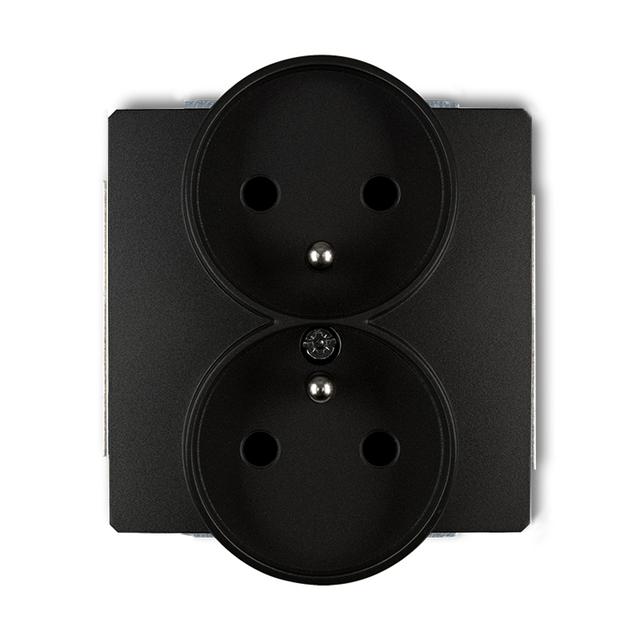 DECO Gniazdo podwójne do ramki DECO Soft z uziemieniem 2x(2P+Z) (przesłony torów prądowych) czarny mat 12DGPRSO-2zp KARLIK