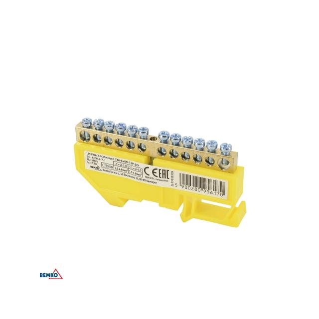 LISTWA ZACISKOWA NA SZYNĘ 8x12 12-TOROWA ŻÓŁTA