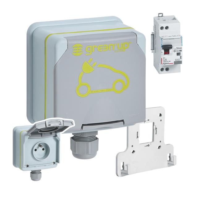 GREEN'UP ACCESS: ZESTAW - GNIAZDO 2P+Z 230V 16A  3,7KW PLEXO + WYŁĄCZNIK RÓŻNICOWONADPRĄDOWY C20 - 3