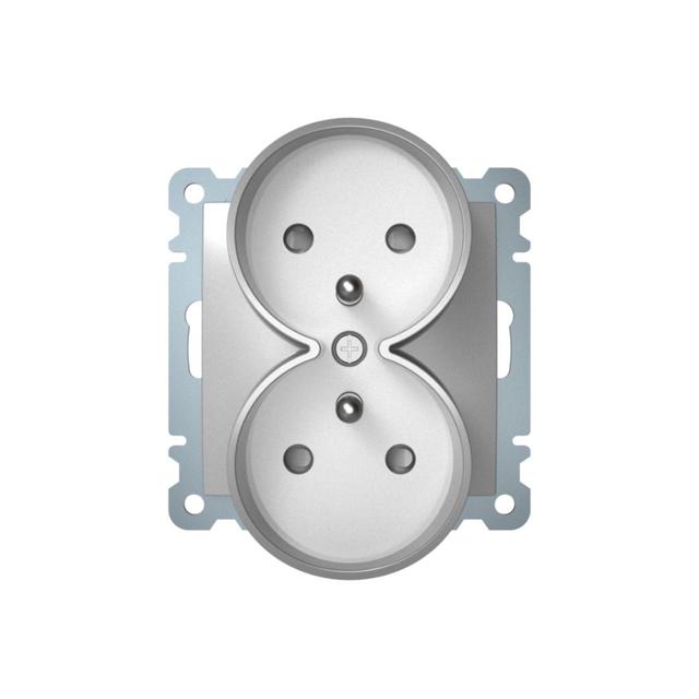 B.Kwadrat Gniazdo podwójne z uziemieniem do ramek 1- lub wielokrotnych, alu