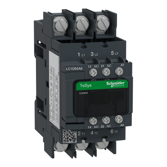 Stycznik mocy I= 65A AC-3, styki pom. 1NC+1NO, nap. cewki 220 V AC LC1D65A6M7 SCHNEIDER