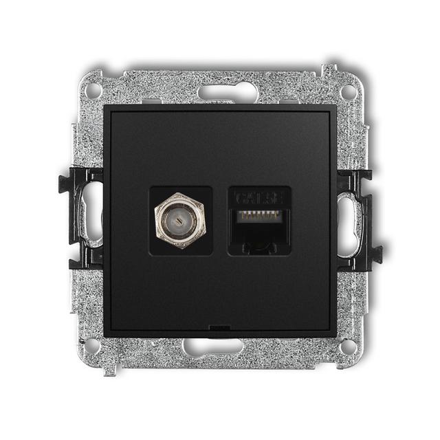 ICON Mechanizm gniazda antenowego poj. typu F (SAT) + gniazda komp. poj. 1xRJ45, kat. 5e, 8-stykowy,