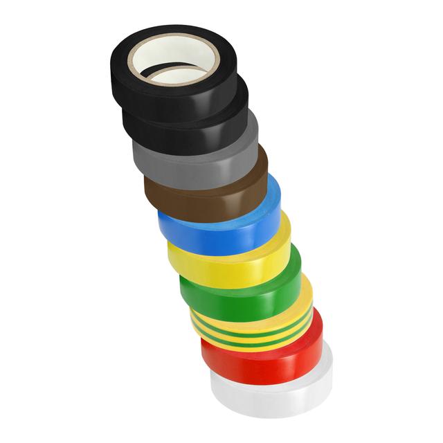 Zestaw 10 taśm 15mm, 2x czarna, szara, brązowa, niebieska, żółta, zielona, żółto-zielona, czerwona,