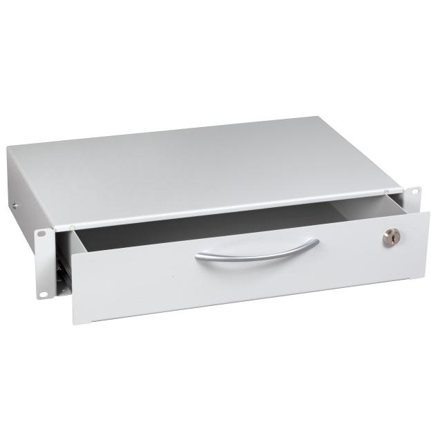 Szuflada na dokumenty 19" 2U, z zamkiem, RAL9005