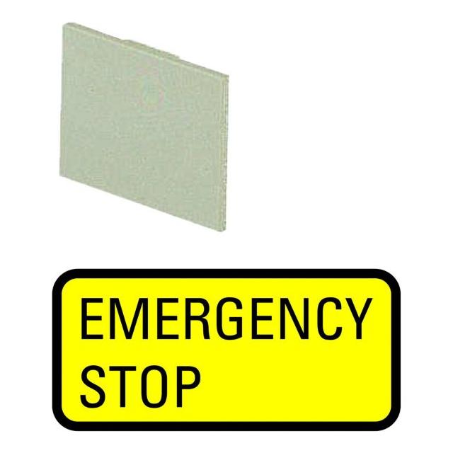 299SQ25 TABLICZKA OPISOWA ; ŻÓŁTA, EMERGENCY STOP
