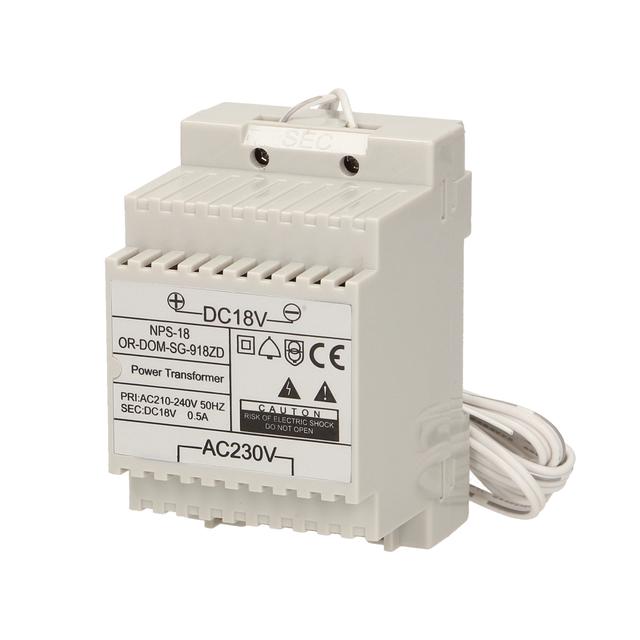 Zasilacz na szynę DIN 18VDC/0,5A do domofonów z serii SAGITTA OR-DOM-SG-918ZD ORNO