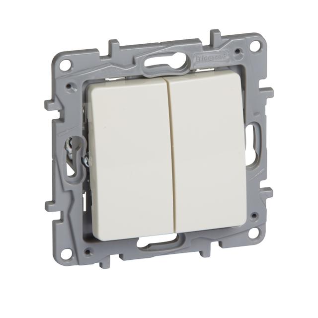 NILOE - PRZYCISK PODWÓJNY PRZEŁĄCZNY NO/NC 6 A KREMOWY, Legrand