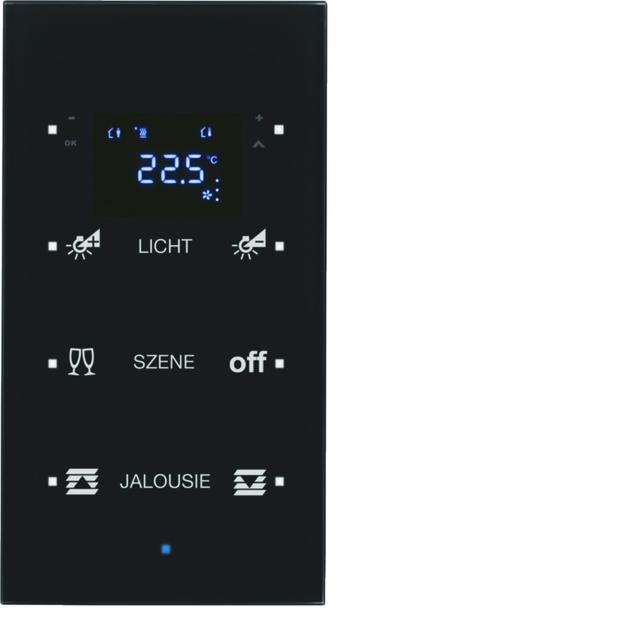 BERKER KNX TS Sensor dotykowy potrójny z regulatorem temperatury konfigurowalny szkło czarny 75643135 HAGER