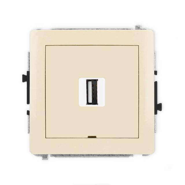 DECO Mechanizm gniazda pojedynczego USB A-A 2.0, bez pola opisowego beżowy