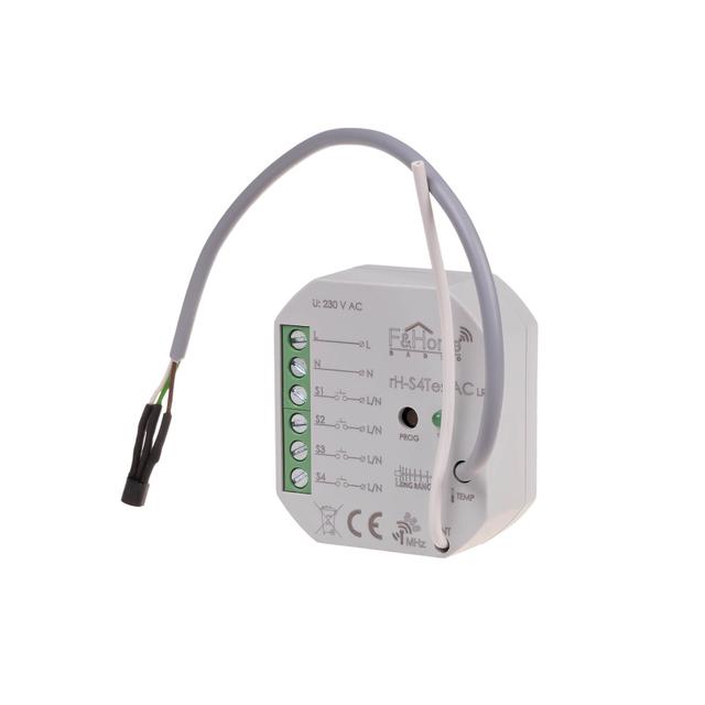 Moduł radiowy 4 wejścia zewn. pomiar temperatury zasilanie AC - Long range rH-S4Tes-AC-LR F&F