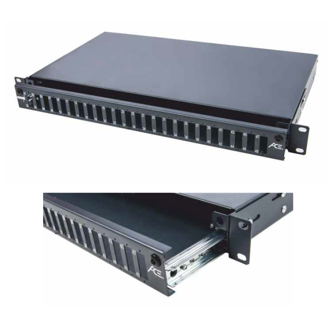 Panel 19'' 1U z frontem 24xSC duplex, na prowadnicy