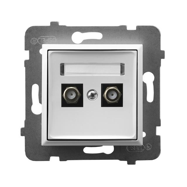 ARIA Gniazdo antenowe typu F podwójne - kolor biały