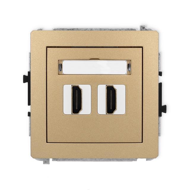 DECO Gniazdo podwójne HDMI 2.0, 4K złoty metalik 8DHDMI-4 KARLIK