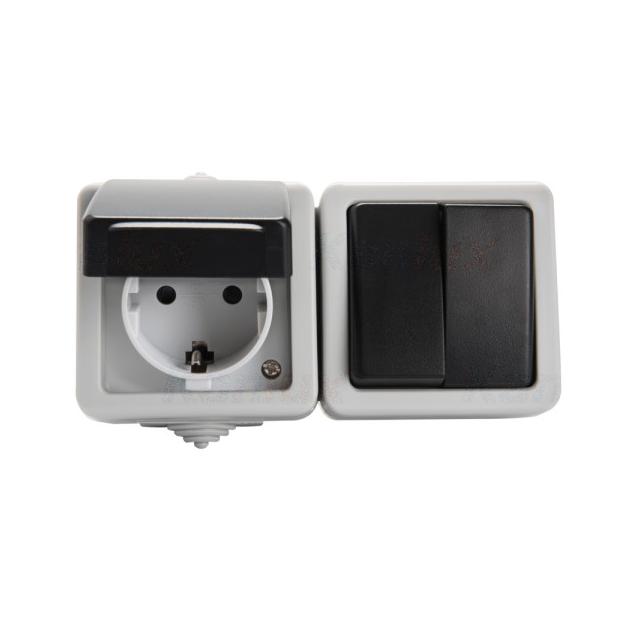 TEKNO 05-3528-143 cz Łącznik świecznikowy + Gniazdo zasilające Schuko z ochroną styków