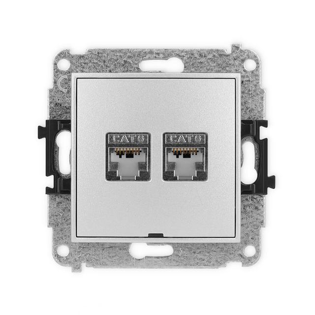 ICON Mechanizm gniazda komputerowego podwójnego 2xRJ45, kat. 6, ekranowany, 8-stykowy, bez pola opis