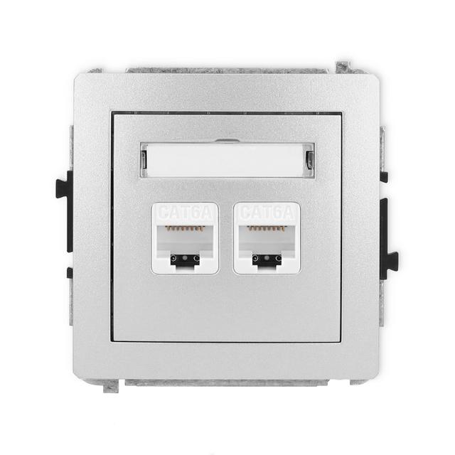 DECO Gniazdo podwójne komputerowe 2xRJ45, kat. 6A, 8-stykowy srebrny metalik 7DGK-8 KARLIK
