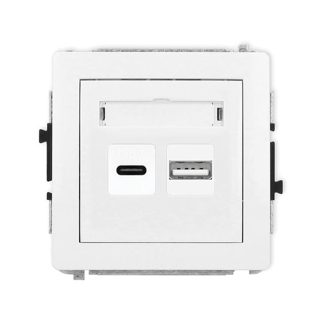 DECO Ładowarka USB podwójna USB C + USB A, 20W max. biały DCUSB-8 KARLIK