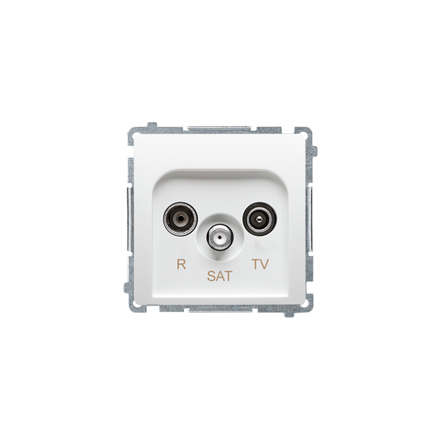 Simon Basic Gniazdo antenowe R-TV-SAT przelotowe (moduł), 1x wejście: 5 MHz–2,4 GHz; biały