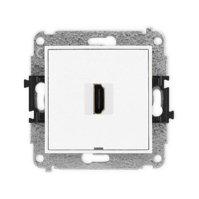 ICON Mechanizm gniazda pojedynczego HDMI 2.0, bez pola opisowego biały mat