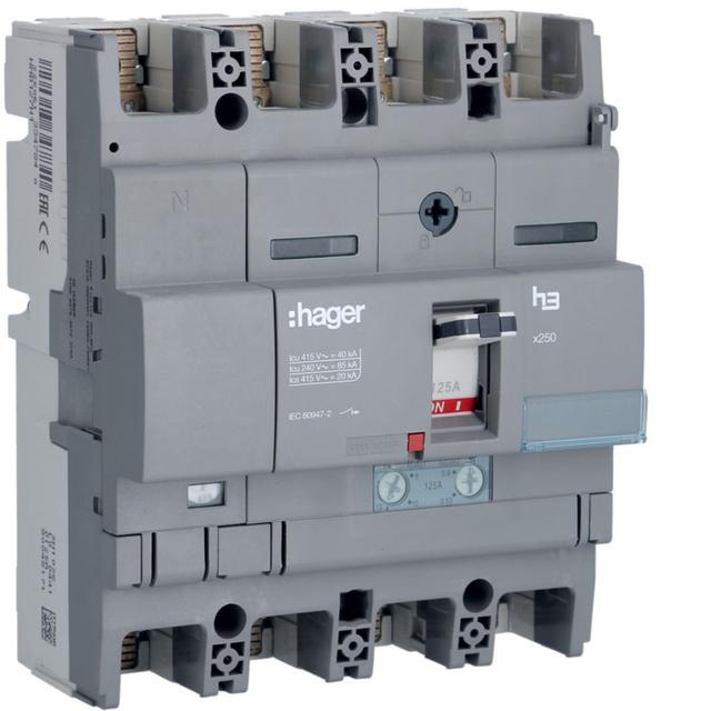 Wyłącznik mocy x250 4P N50% 40kA 125A TM HNB127H HAGER