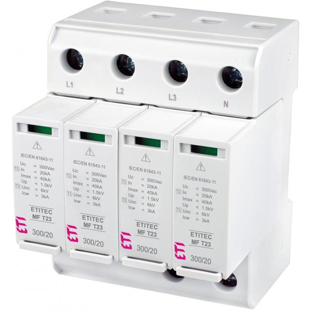 Ogranicznik przepięć T2+T3 (C+D) - z wkładką topikową TEC MF T23 300/20 1+0 RC 002440701 ETI