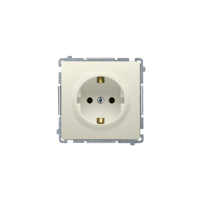Simon Basic Gniazdo wtyczkowe z uziemieniem Schuko z przesłonami torów prądowych16A 250V zaciski śrubowe beż BMGSZ1Z.01/12 BMGSz1z.01/12 KONTAKT