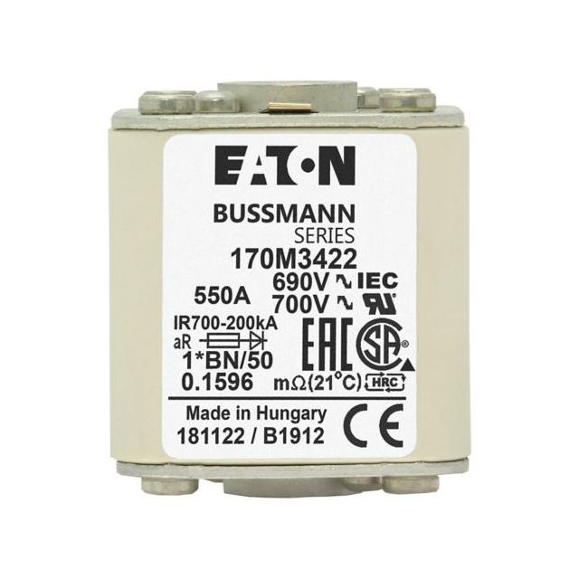 FUSE 550A 690V 1*BN/50 AR UC Wkładka szybka 550A AC 690V rozmiar 1 45x59x51 mm aR I 170M3422 EATON