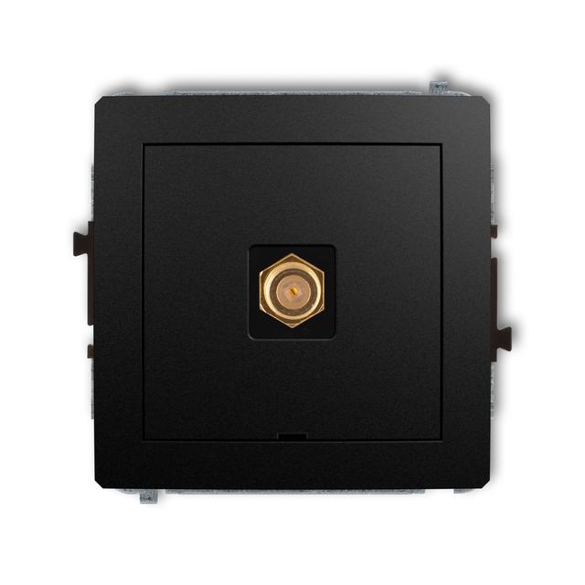 DECO Mechanizm gniazda antenowego pojedynczego typu F (SAT) pozłacany, bez pola opisowego czarny mat