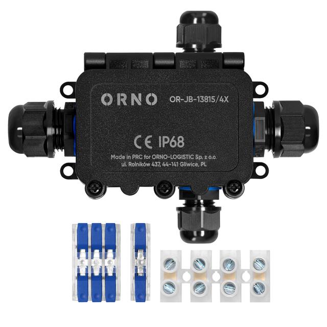 Puszka natynkowy HD IP68, 0,5-6,0mm2 ,2 dławnice M20, 2 dławnice M16, układ X OR-JB-13815/4X ORNO