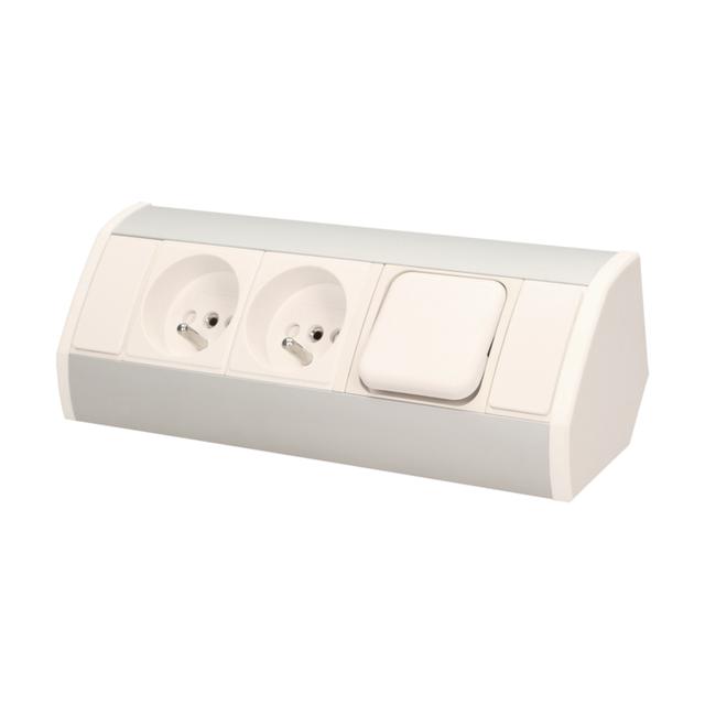 Gniazdo meblowe z wyłącznikiem biało-srebrne OR-GM-9002/W-G ORNO