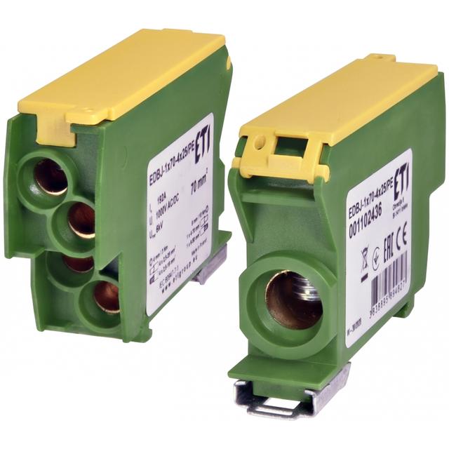 Blok rozdzielczy 192A (1x4-70mm2/4x1,5-25mm2) żółto-zielony EDBJ-1x70-4x25/PE 001102436 ETI