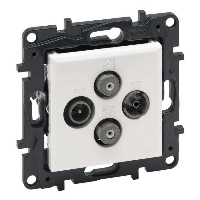 Niloe Step - gniazdo TV-R-SAT-SAT końcowe do instalacji typu gwiazda, 2 przewody 1,5 dB - kolor biał