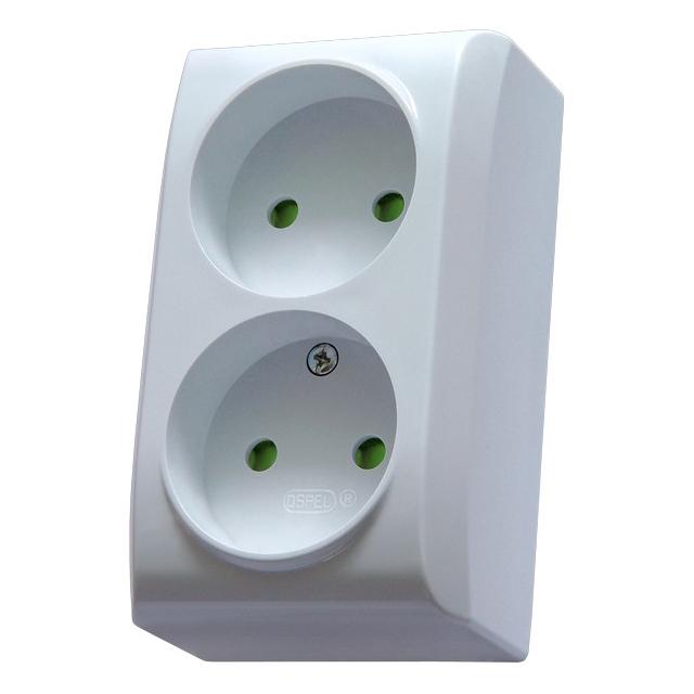 BIS Gniazdo podwójne z przesłonami torów prądowych - kolor biały