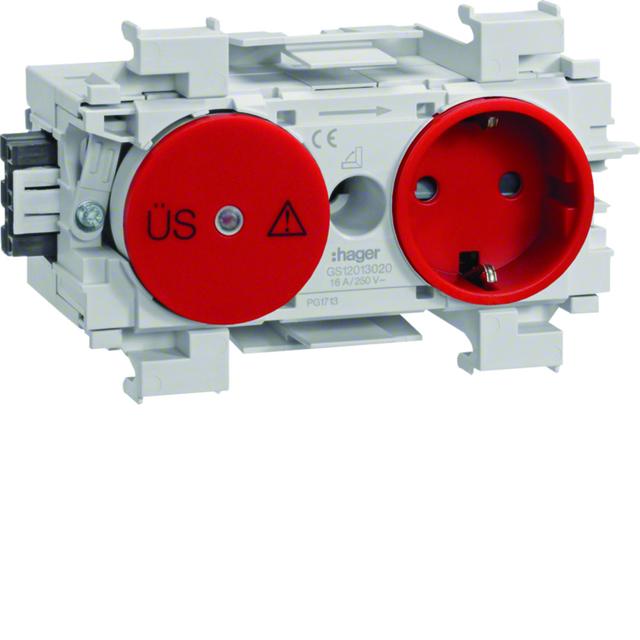 tehalit.WA Gniazdo SCHUKO z ogranicz. przeciwprzep. WAGO montaż kraw. czerwony GS12013020 HAGER