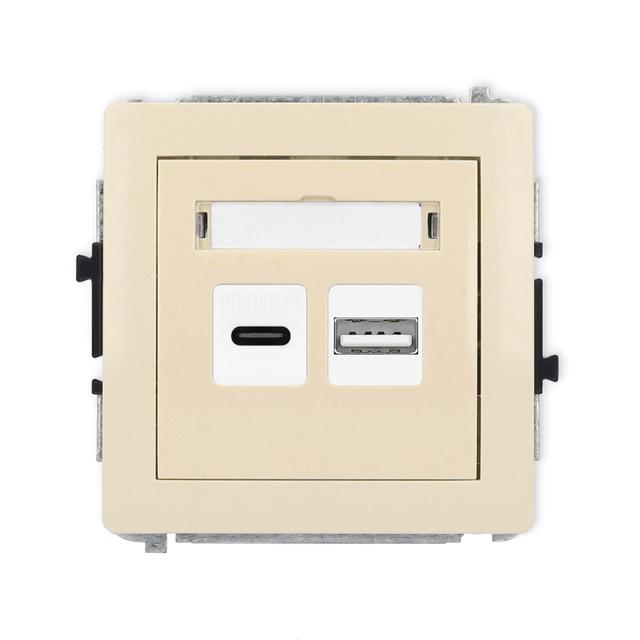 DECO Ładowarka USB podwójna USB C + USB A, 20W max. beżowy 1DCUSB-8 KARLIK