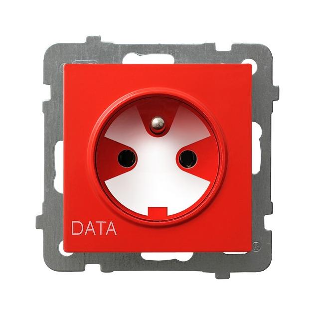 AS Gniazdo pojedyncze z uziemieniem DATA z kluczem uprawniającym - kolor biały