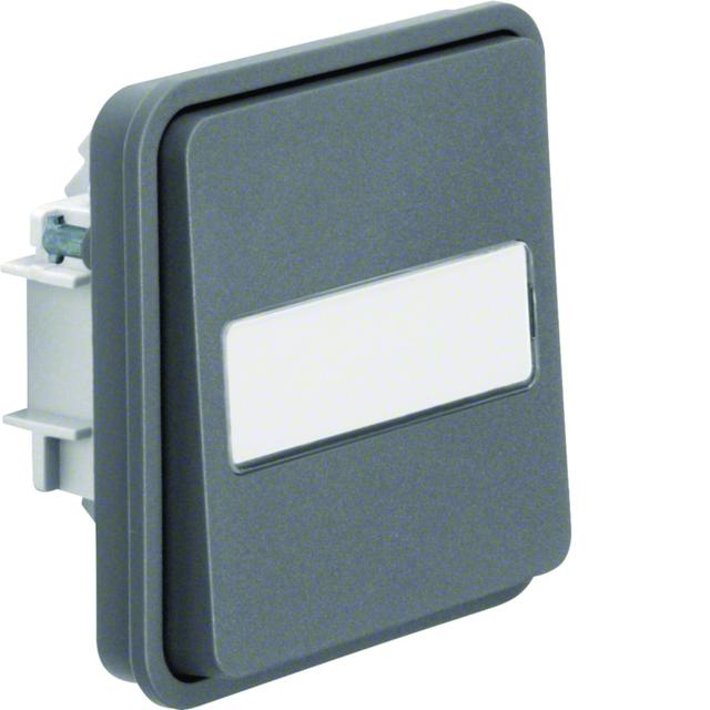 BERKER W.1 Łącznik jednobiegunowy przyciskowy z podświetleniem z polem opisowym IP55 szary 50413515