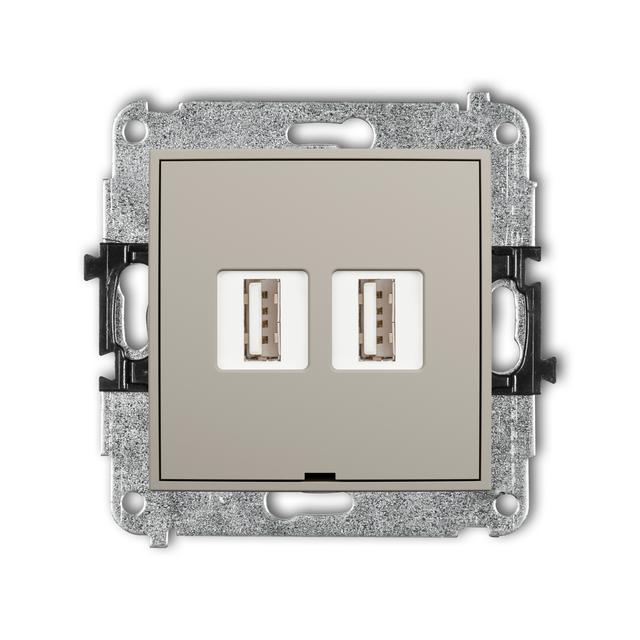 MINI Gniazdo podwójne 2xUSB A-A 2.0, bez pola opisowego taupe 60MGUSBBO-2 KARLIK