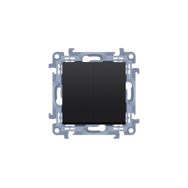Simon 10 Podwójny przycisk 10A z. śrub. czarny