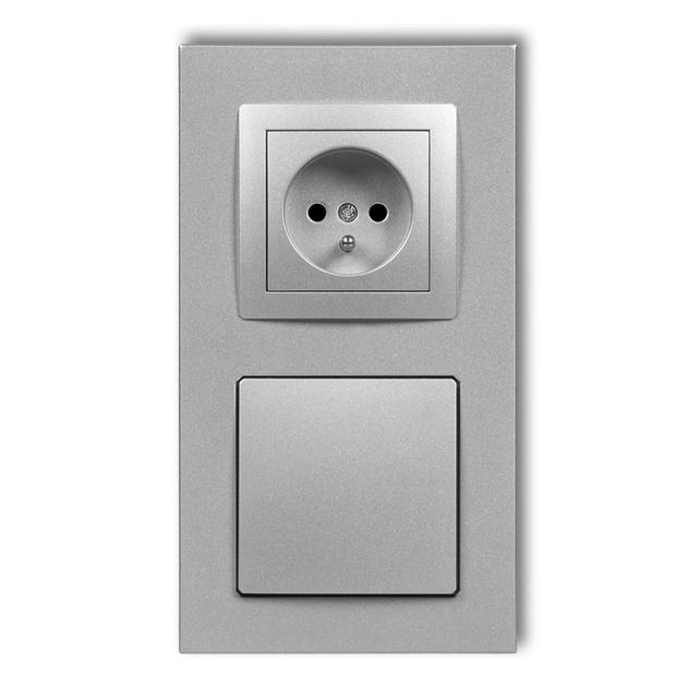 DECO Gniazdo ssące odkurzacza centralnego z gniazdem pojedynczym z uziemieniem DECOvac srebrny metal