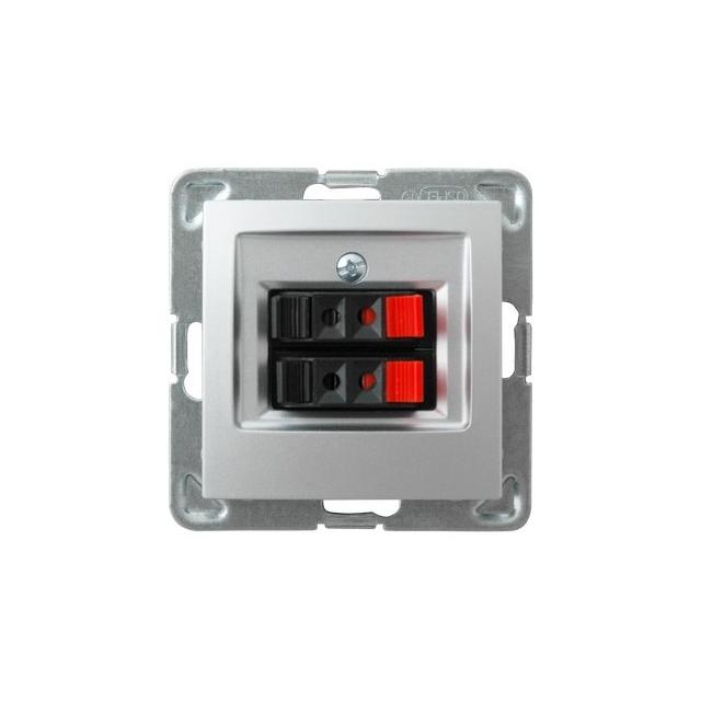 IMPRESJA Gniazdo głośnikowe podwójne - kolor srebro